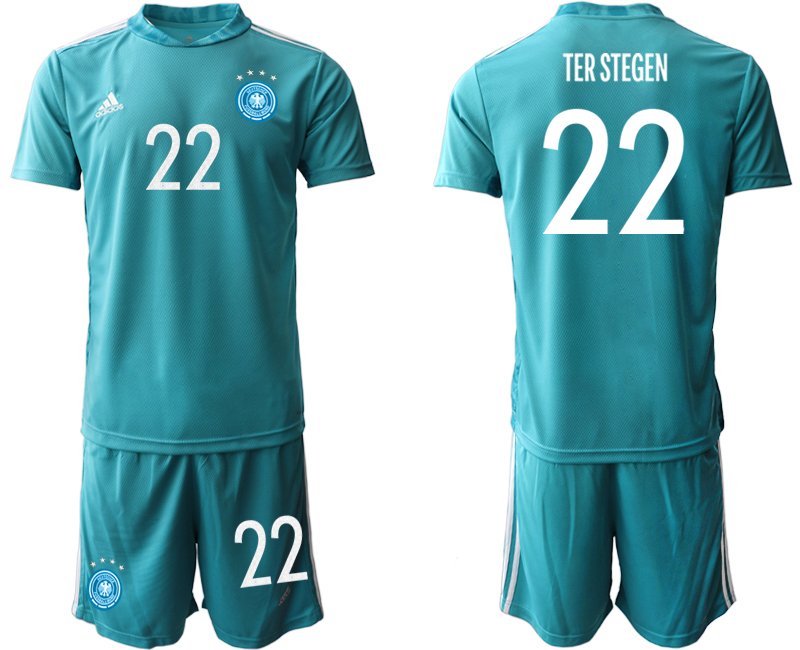 Men 2021 European Cup Germany blue goalkeeper #22 Soccer Jerseys